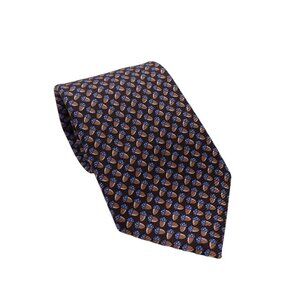 Ermenegildo Zegna Silk Tie OS Chocolate Brown Acorn Print Pointed Fall Autumn